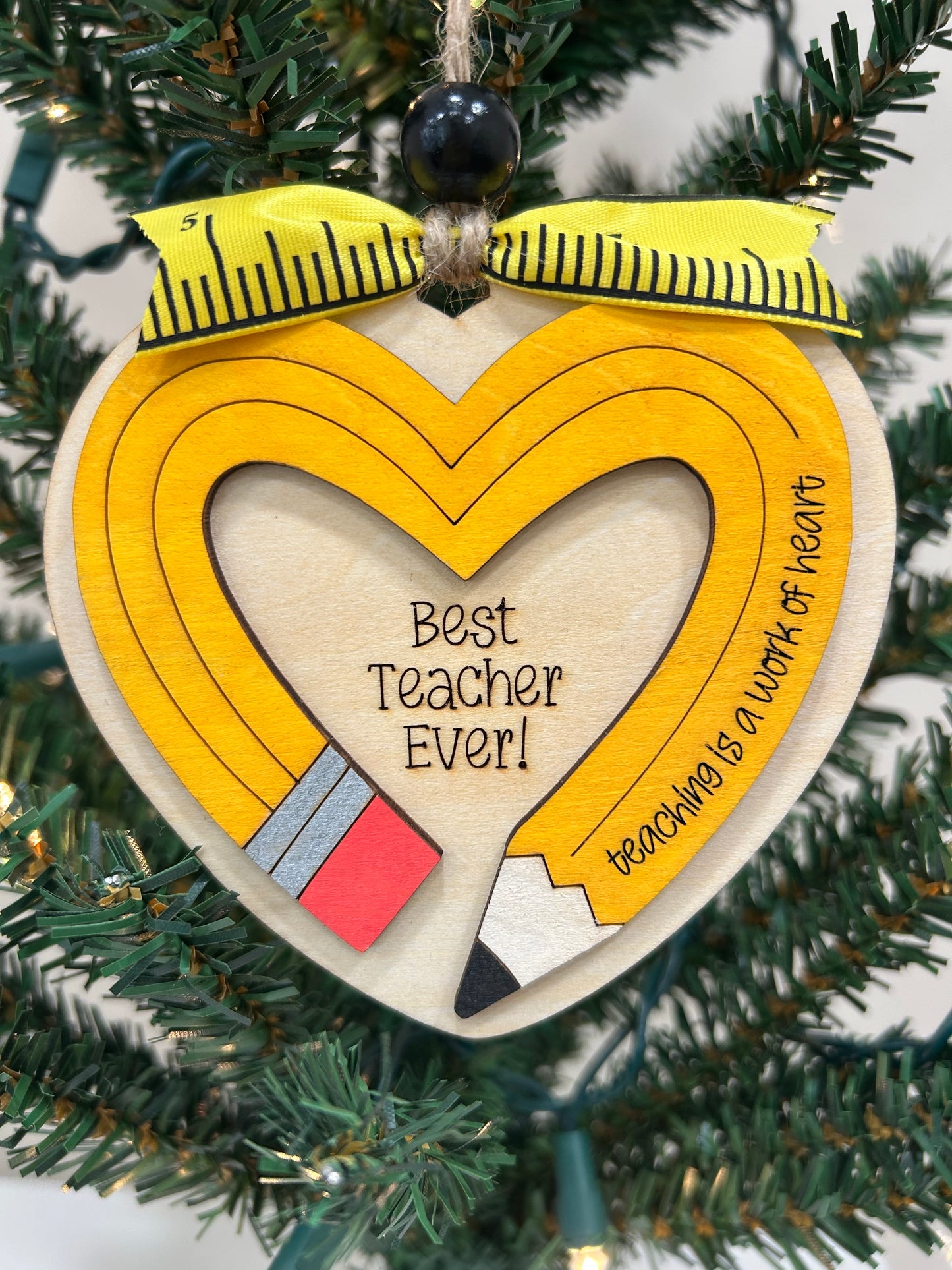 Best teacher ever heart shaped pencil