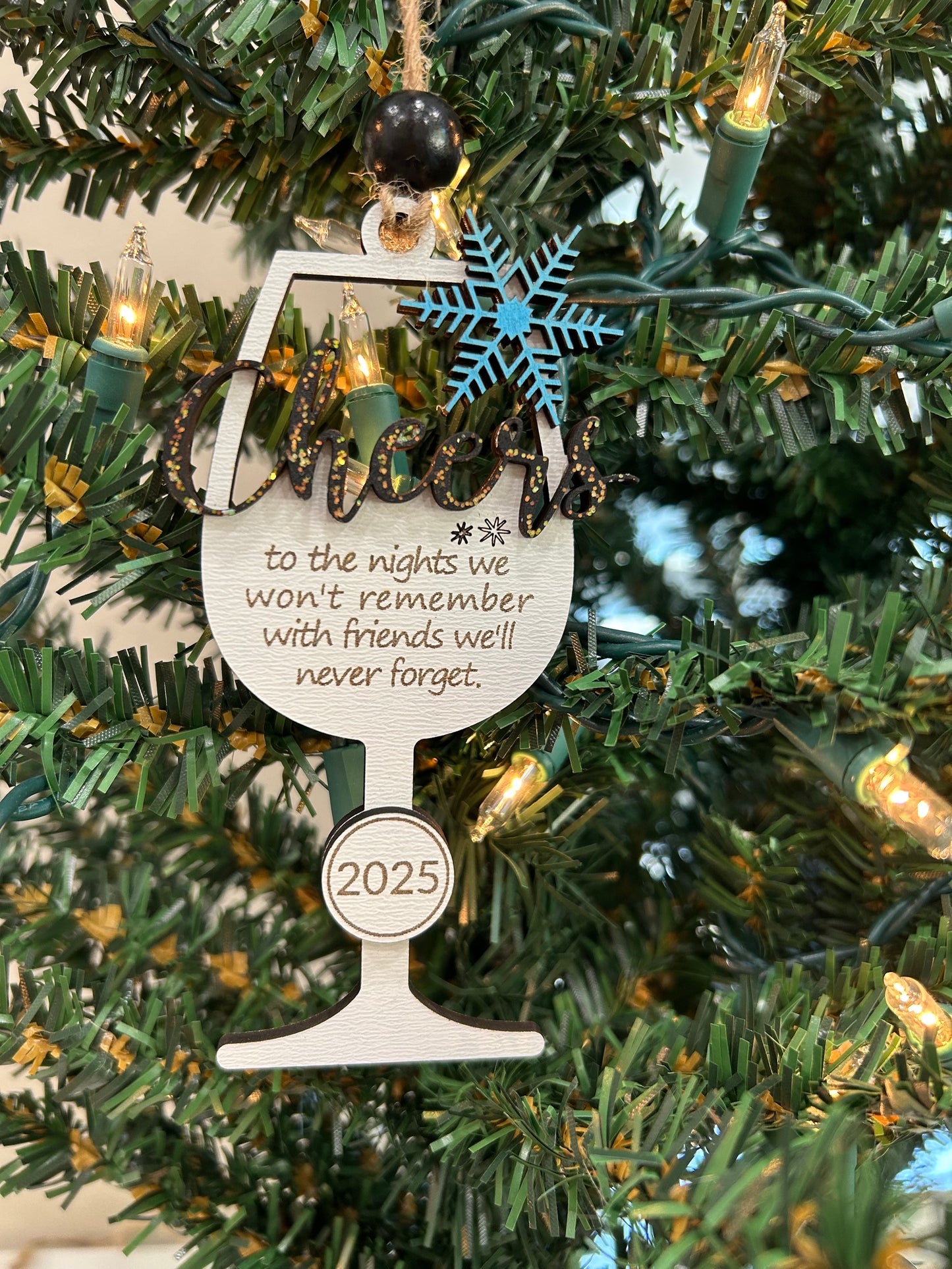 Cheers wine glass ornament