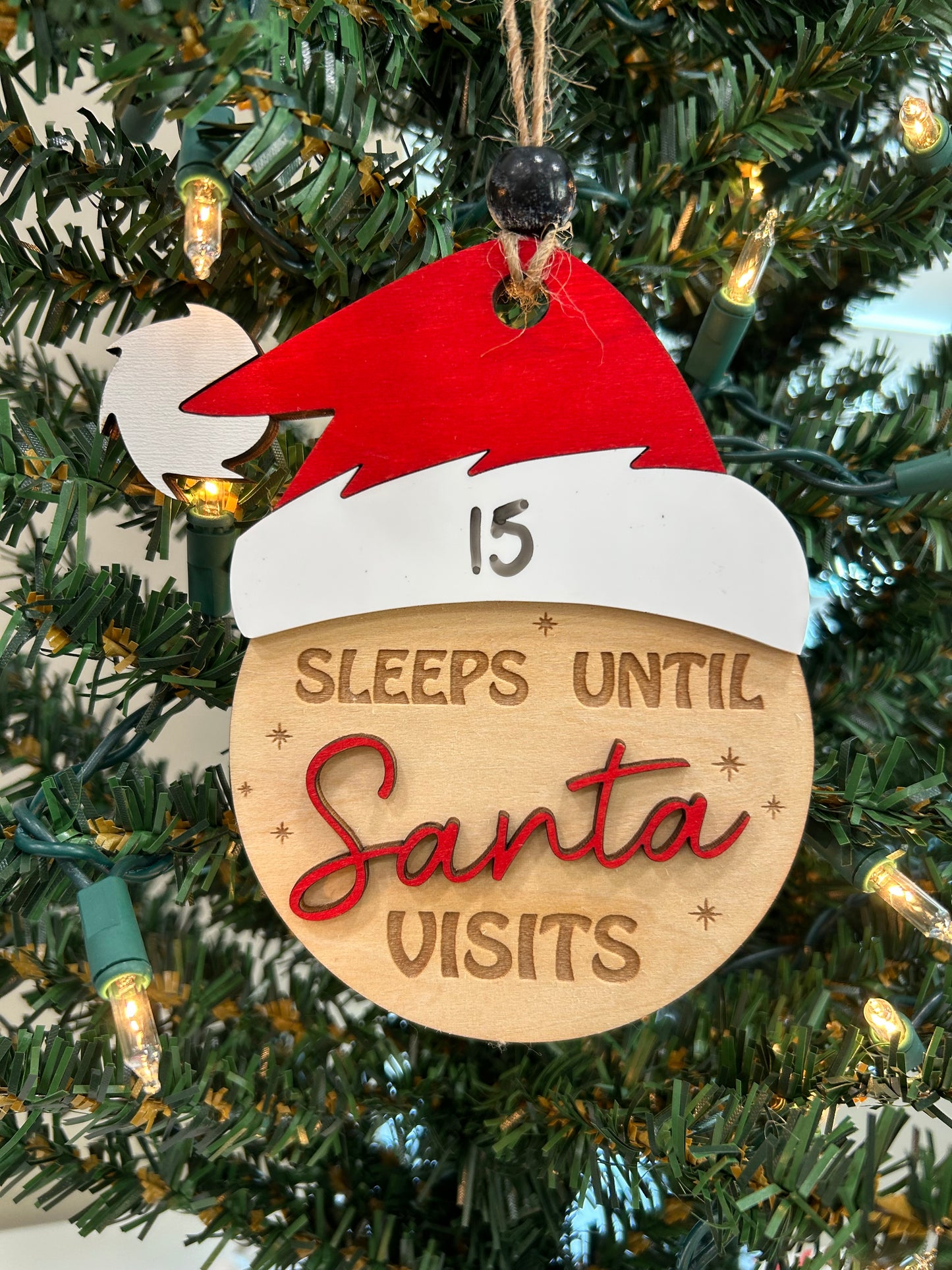 Countdown dry erase board sleeps until Santa visits ornament