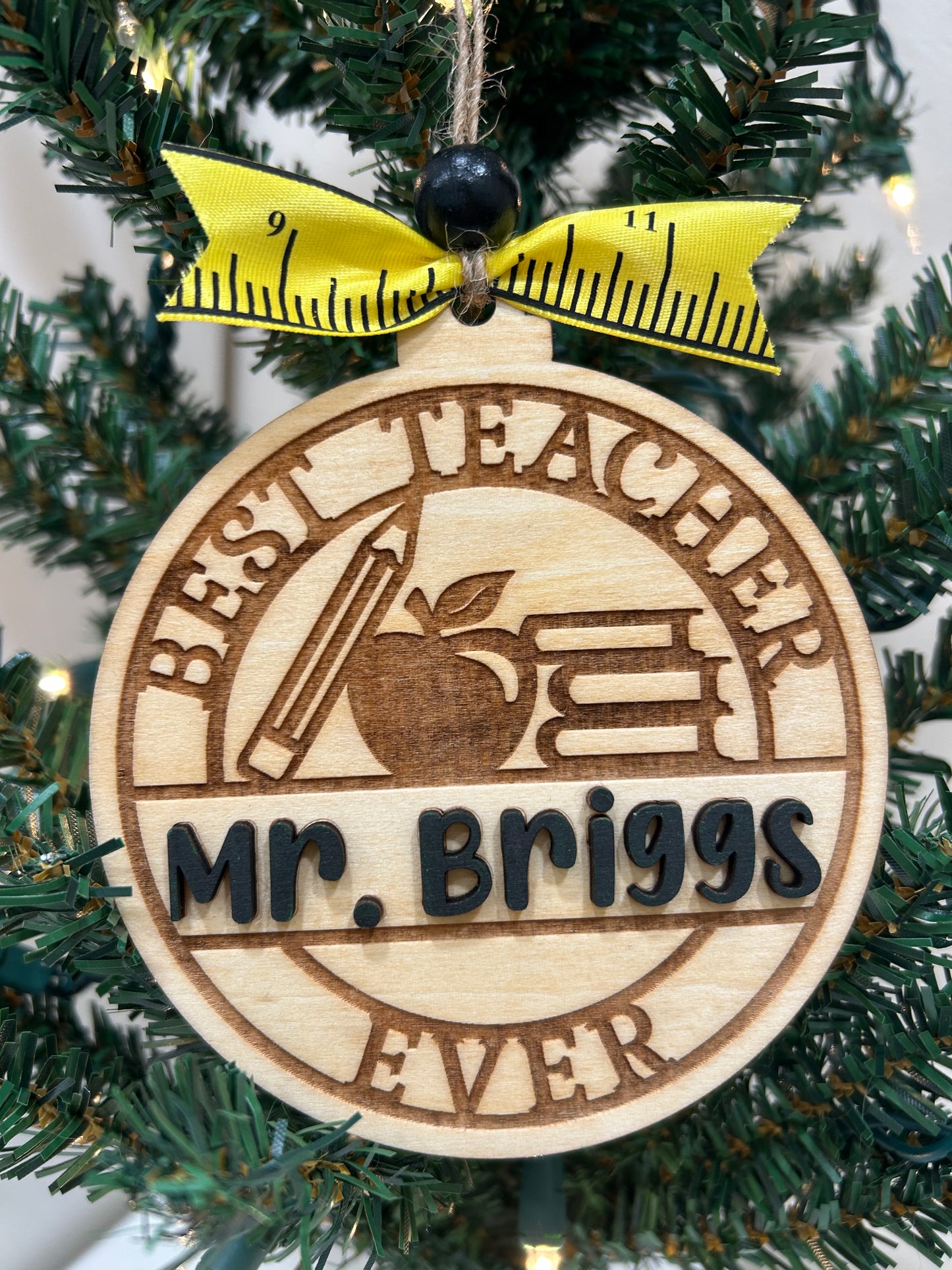 Personalized best teacher ever ornament