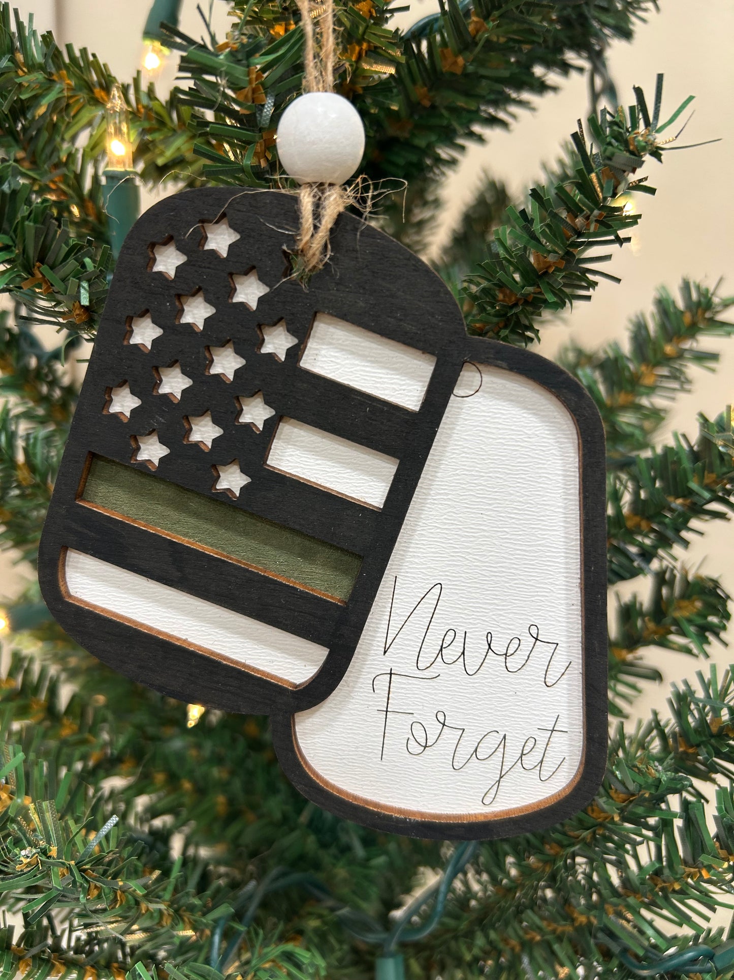 Military dog tag never forget ornament
