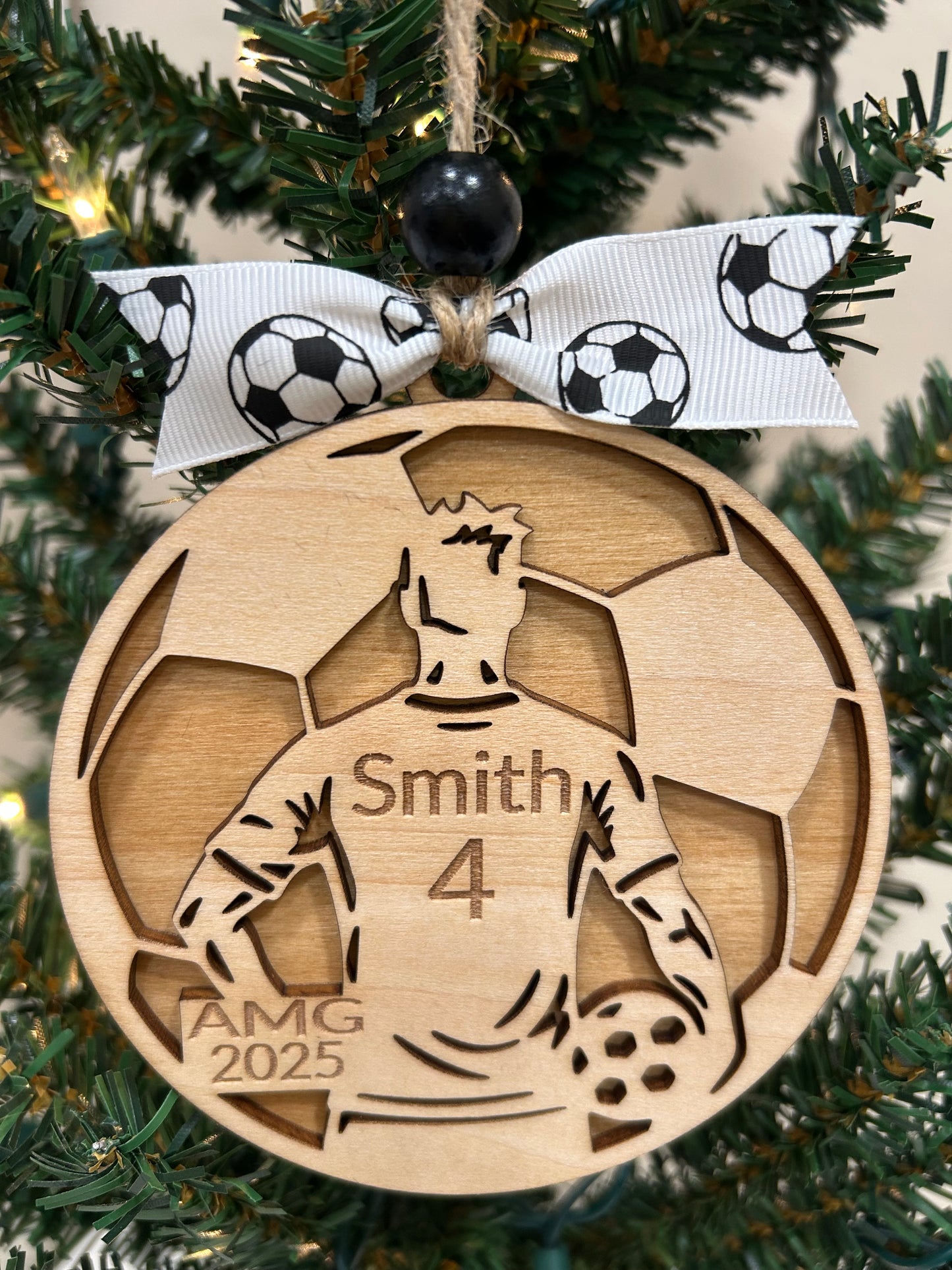 Personalized soccer ornament