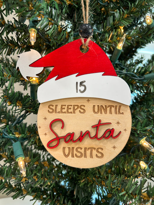 Countdown dry erase board sleeps until Santa visits ornament