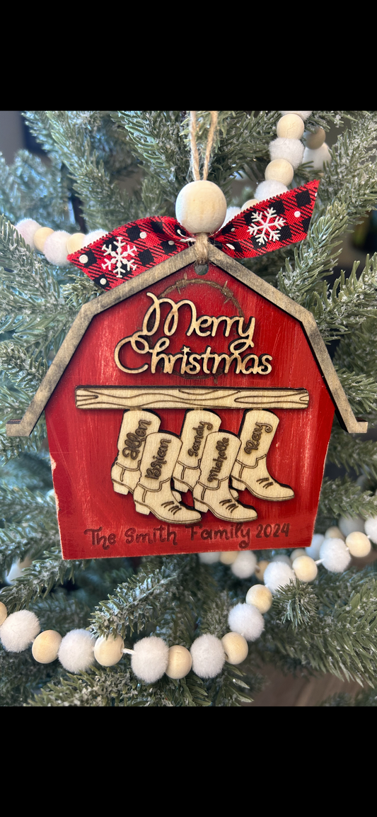 Western Boots & Barn Family Ornament