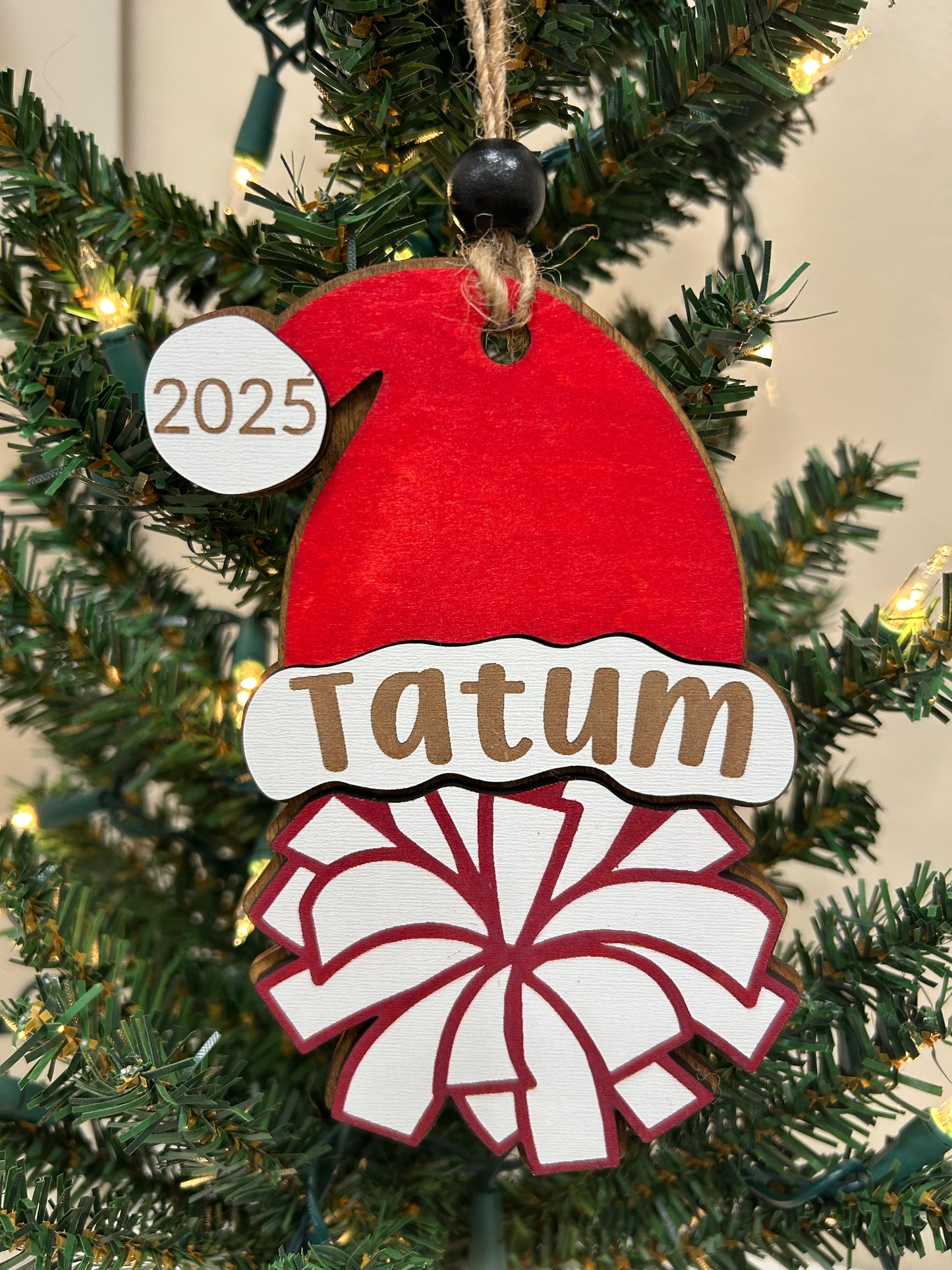 Personalized cheer with Santa hat ornament