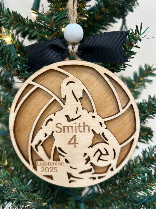 Personalized volleyball ornament