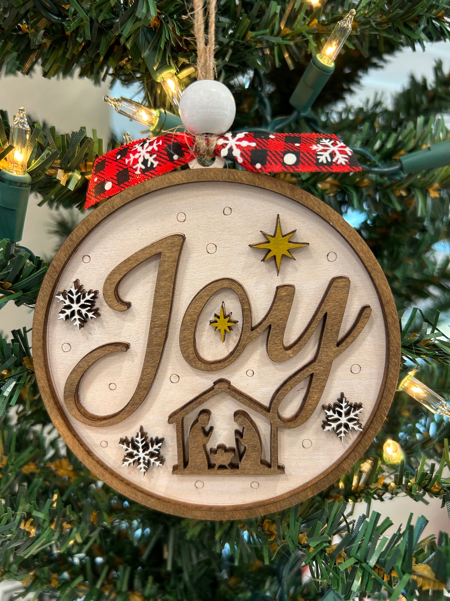 Joy nativity ornament