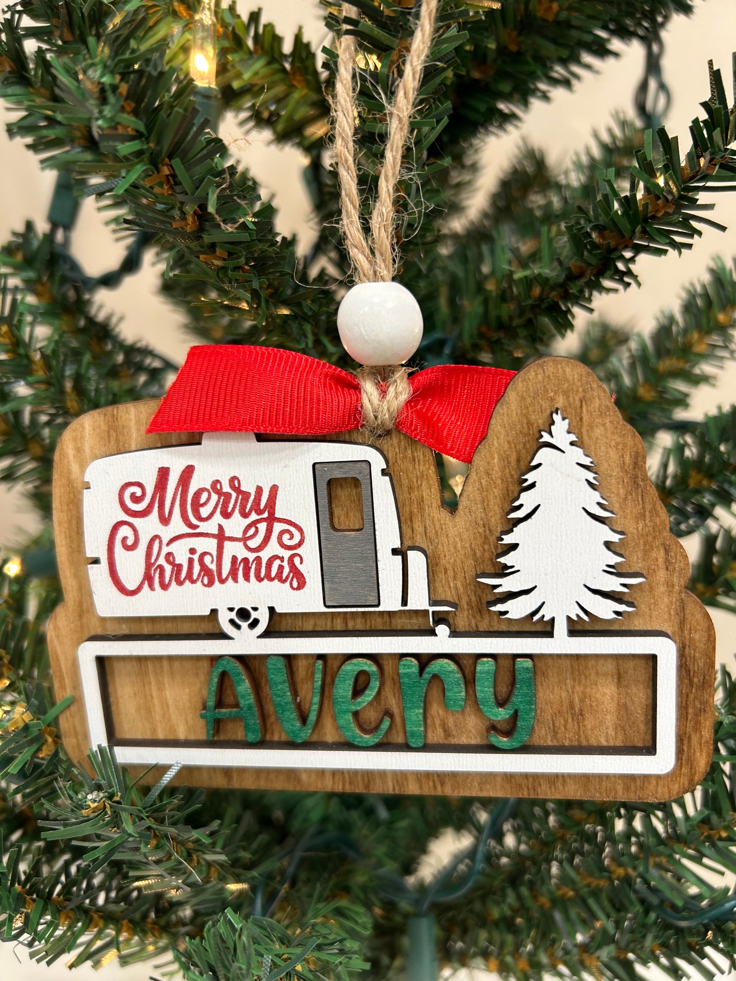 Personalized camper ornament