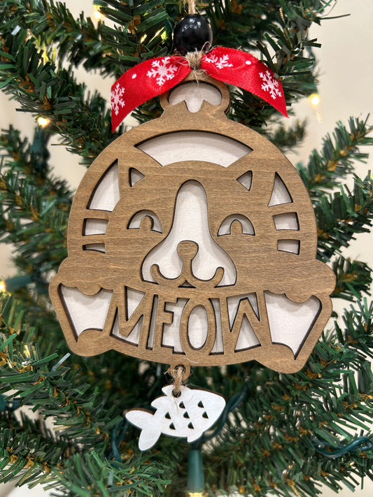Meow cat ornament