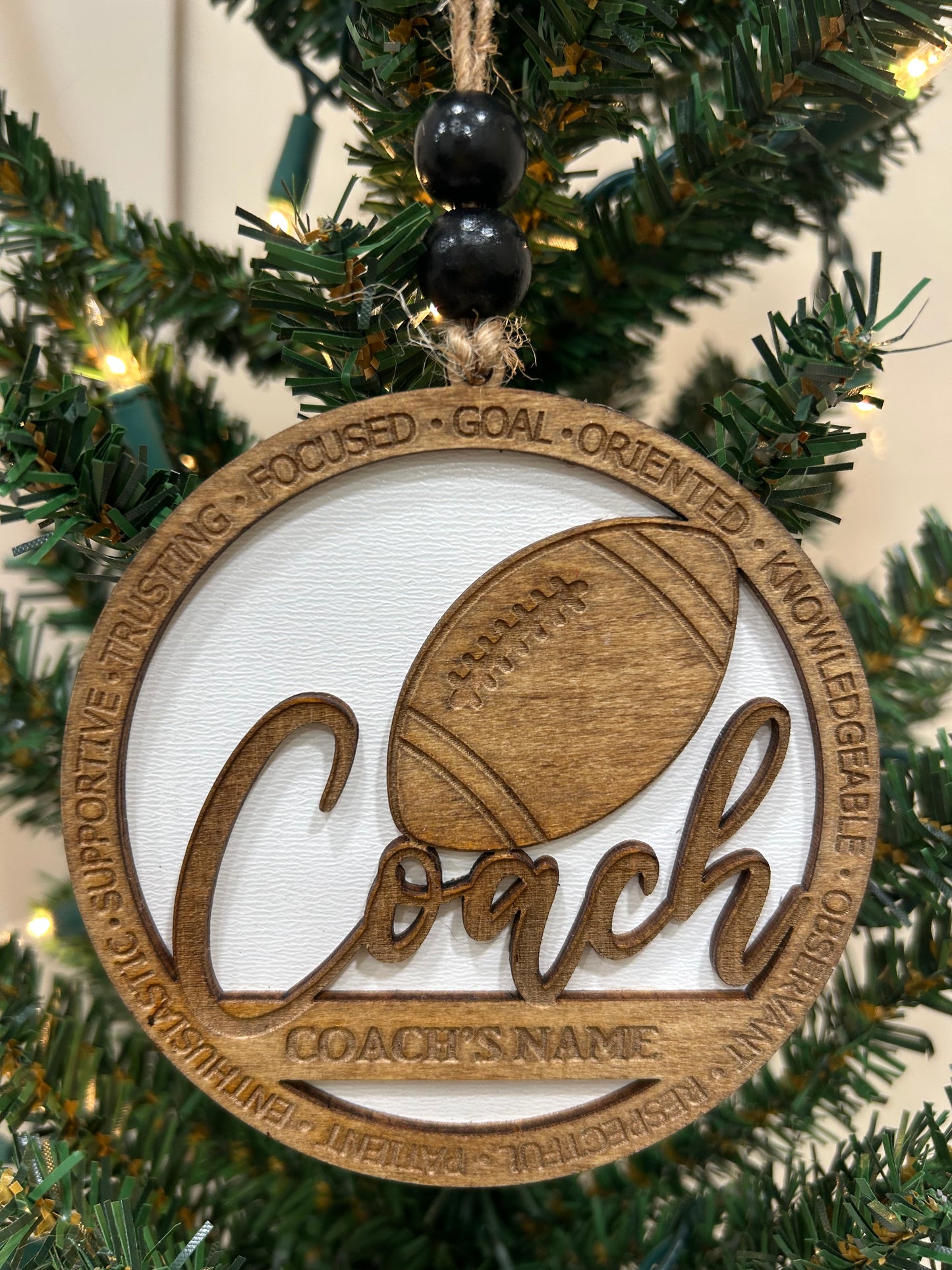 Personalized football coaches ornament