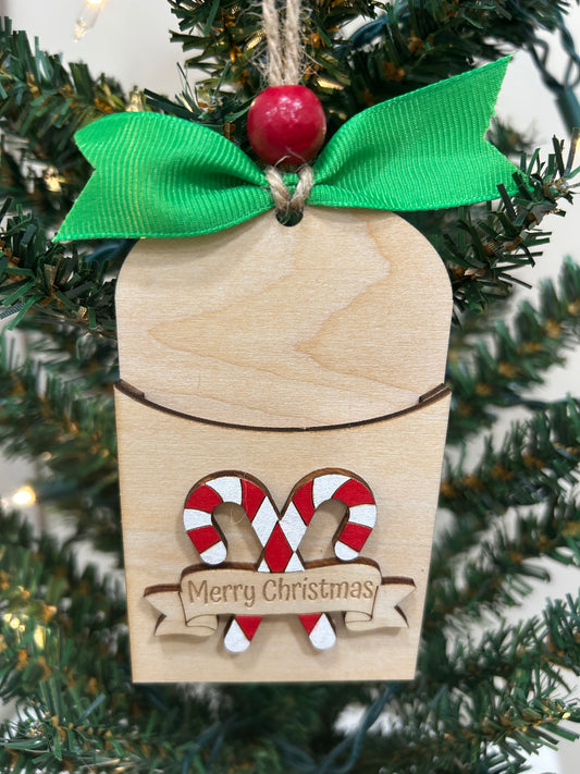 Candy cane gift card holder